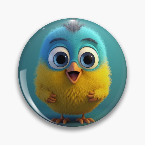 Item preview, cute yellow and blue bird smiling with big eyes looking straight at you. designed and sold by mangruti.