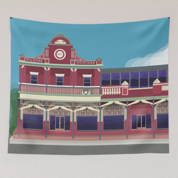 Item preview, Queen Street Berry Red Building Historic Architecture  designed and sold by Donnahuntriss.