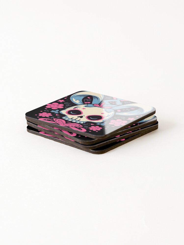 Thumbnail 4 of 5, Coasters (Set of 4), Deth Metal Bunny Rabbit, Rabbit Skull designed and sold by TheeDigitalDen.