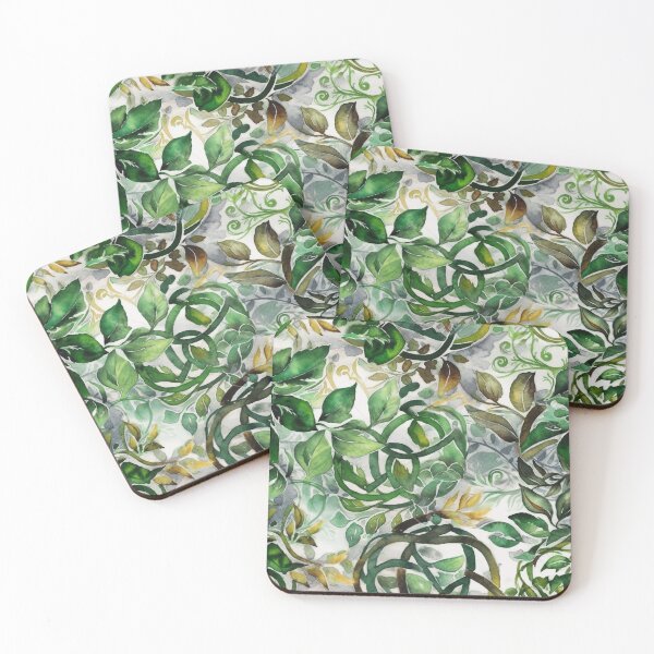 Item preview,  "Kaleidoscope of Knots" - Lush Celtic-inspired Leafy Green Odyssey on White Canvas designed and sold by stateofhuman.