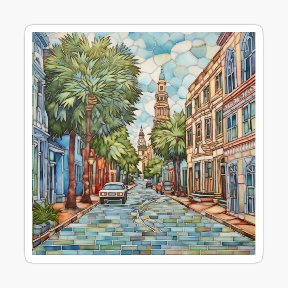 Church Street, popular Charleston SC-Pen King-A1974-Home Decor Holiday Artwork Texture Painting Dining Wall Art