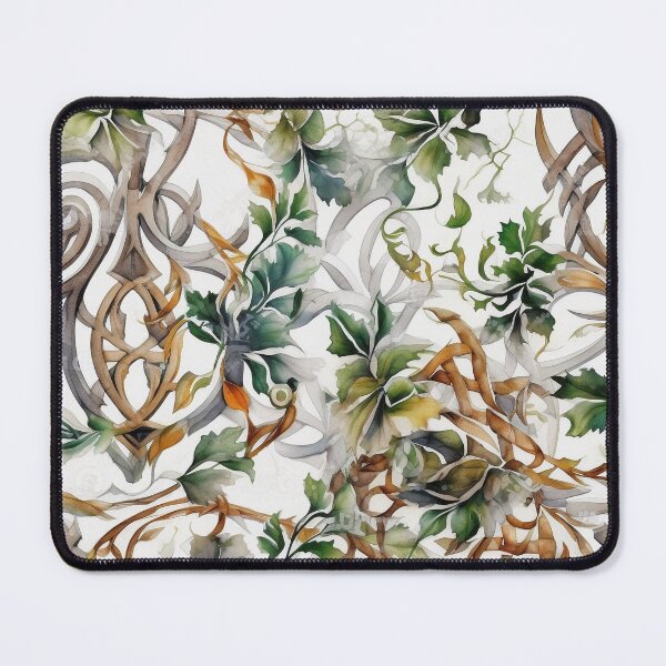 Item preview, "Baroque Serenade" - Elegant Celtic Knotwork Meets Autumn Leaves on a Symphony White Canvas designed and sold by stateofhuman.