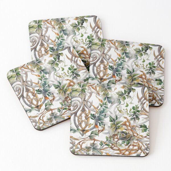 Item preview, "Baroque Serenade" - Elegant Celtic Knotwork Meets Autumn Leaves on a Symphony White Canvas designed and sold by stateofhuman.