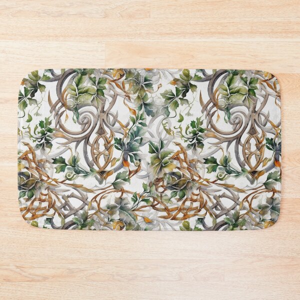 Item preview, "Baroque Serenade" - Elegant Celtic Knotwork Meets Autumn Leaves on a Symphony White Canvas designed and sold by stateofhuman.