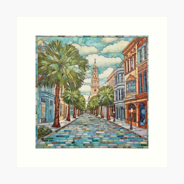 King Street, Charleston SC-KoKing FORT-k126-Home Decor Holiday Artwork Texture Painting Dining Wall Art online