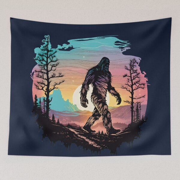 Item preview, Bigfoot, Sasquatch walking during a vibrant sunset. designed and sold by ihartDesigns.