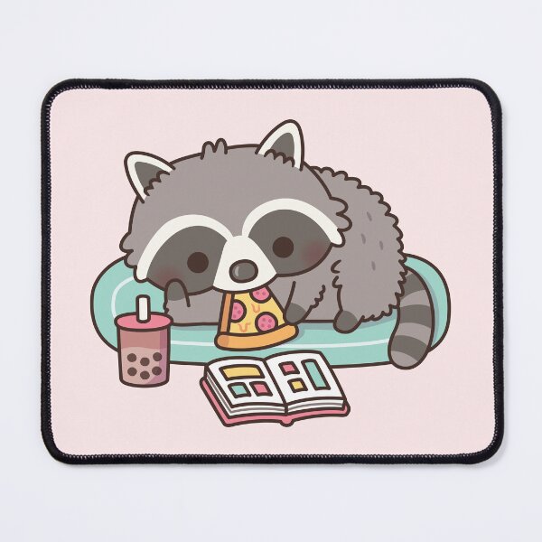 Item preview, Cute Raccoon With Pizza Bubble Tea And Manga designed and sold by rustydoodle.