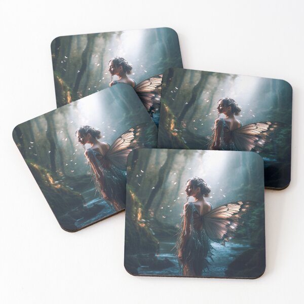 Item preview, Moonlit Forest Faerie Art Print - Dark-Haired Faerie with, Butterfly Wings and Ethereal Backlighting - Nicolas Jalkov Inspired Fantasy Art designed and sold by stateofhuman.