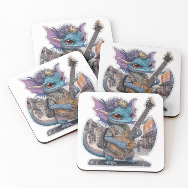 Item preview, Adorable kimono-clad dragon guitarist rocking the stage sticker and more. designed and sold by mefirefire.