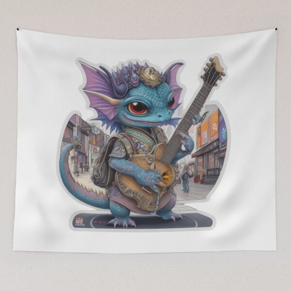Item preview, Adorable kimono-clad dragon guitarist rocking the stage sticker and more. designed and sold by mefirefire.
