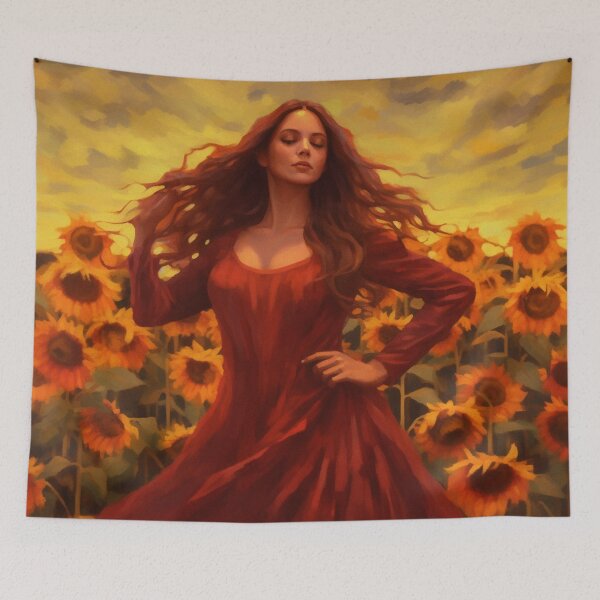 Item preview, girl and sunflower print designed and sold by marTeenHamb.