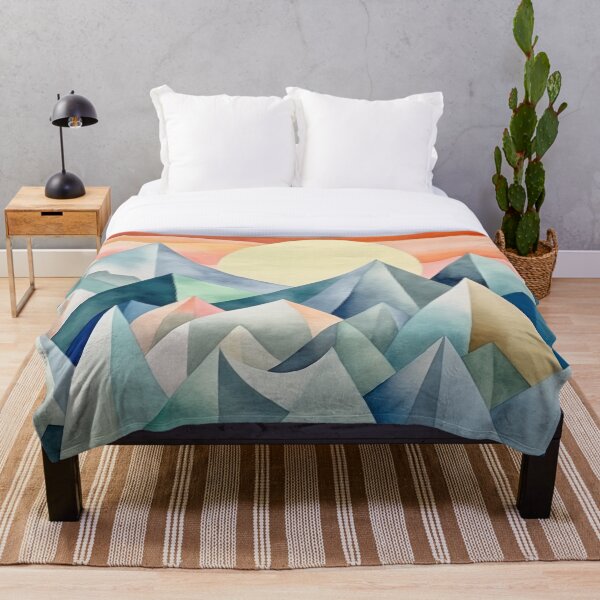 Item preview, mountains of pastel colors painted in cubist's watercolor style 3 designed and sold by FlaskLab.