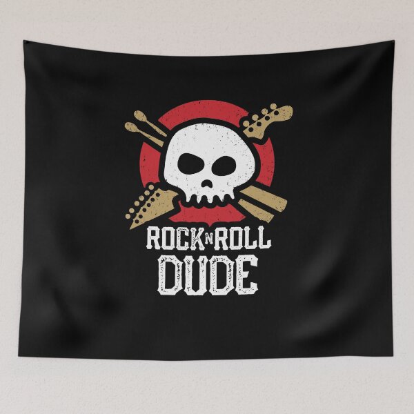 Item preview, Rock And Roll Dude Skull And Guitar Logo designed and sold by SunnyStreet.