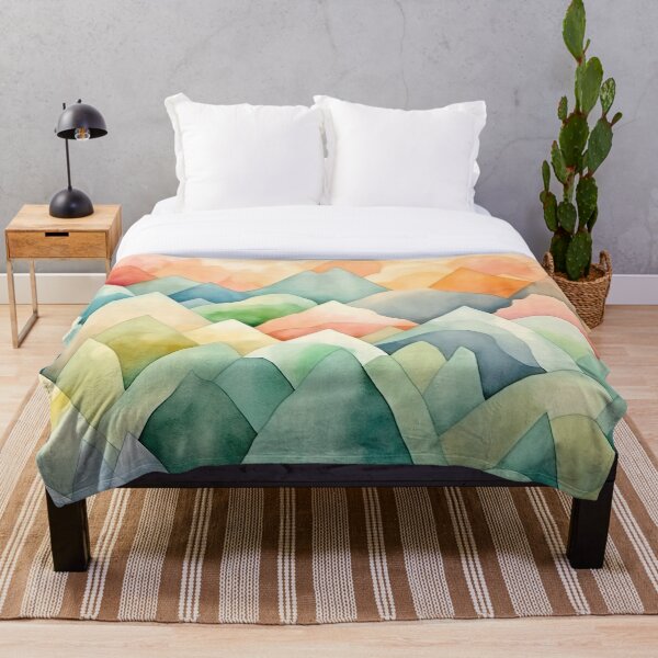 Artikelvorschau, mountains of pastel colors painted in cubist's watercolor style 4 entworfen und verkauft von FlaskLab.