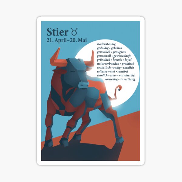 Zodiac sign Taurus with characteristics (German) Sticker