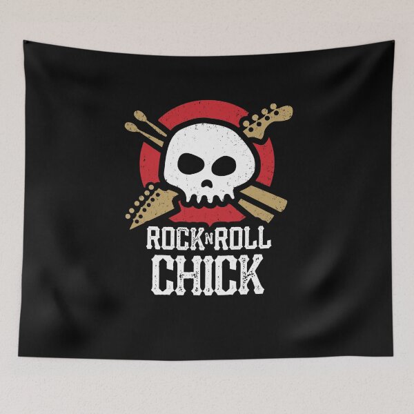 Item preview, Rock And Roll Chick Skull And Guitar Logo designed and sold by SunnyStreet.