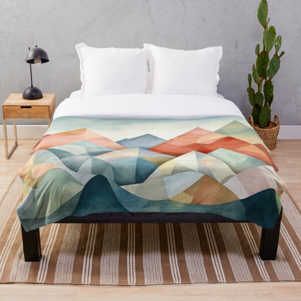Item preview, mountains of pastel colors painted in cubist's watercolor style 6 designed and sold by FlaskLab.