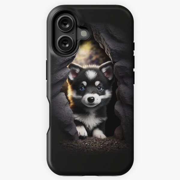 Item preview, Single odd-eyed husky on black background designed and sold by Kuty-Kuty.
