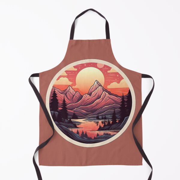 Item preview, Detailed Mountain Scene and Sunset - Martin Ansin Style Inspired Artwork with Dark Pink and Light Gray Tones designed and sold by CosmicScare10.