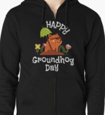 Funny and Awsome Happy Groundhog Day TShirt Zipped Hoodie