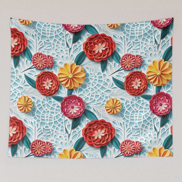 Item preview, Nature's Paper Symphony: 3D Floral Elegance Seamless Vector Flowers Pattern - Premium Design designed and sold by Jisoo Flowers.