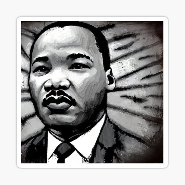 Black and White Painting of Martin Luther King Jr.  Sticker
