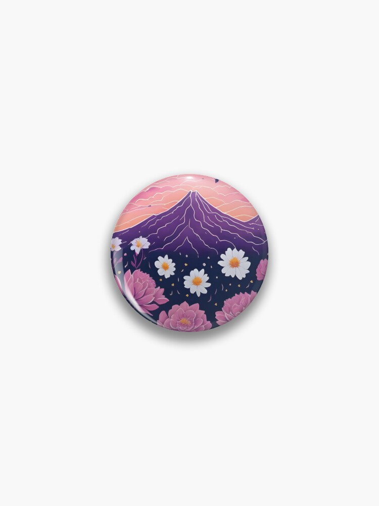 Pink Daisy Badge Button 