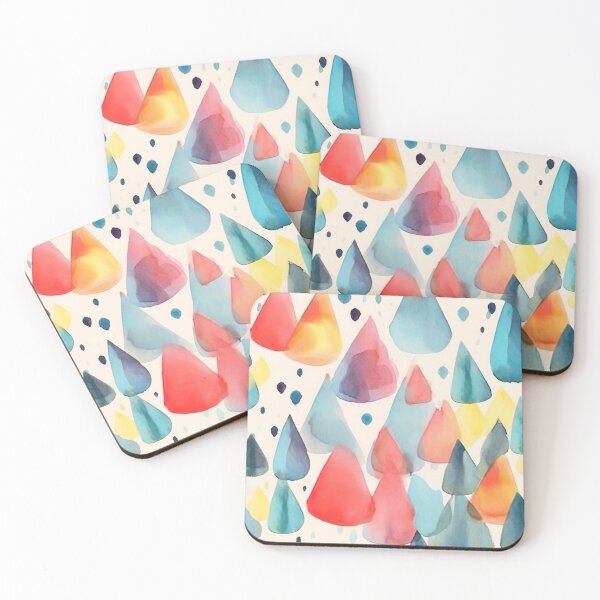 Item preview, raindrops of pastel colors painted in watercolor style 4 designed and sold by FlaskLab.