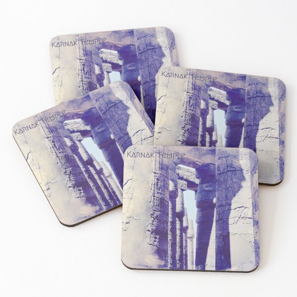 Item preview, Karnak temple, hypostyle hall, columns, cyanotype, vintage photo inspiration old postcard, cyanotype, ancient Egypt photography designed and sold by art-of-egypt.