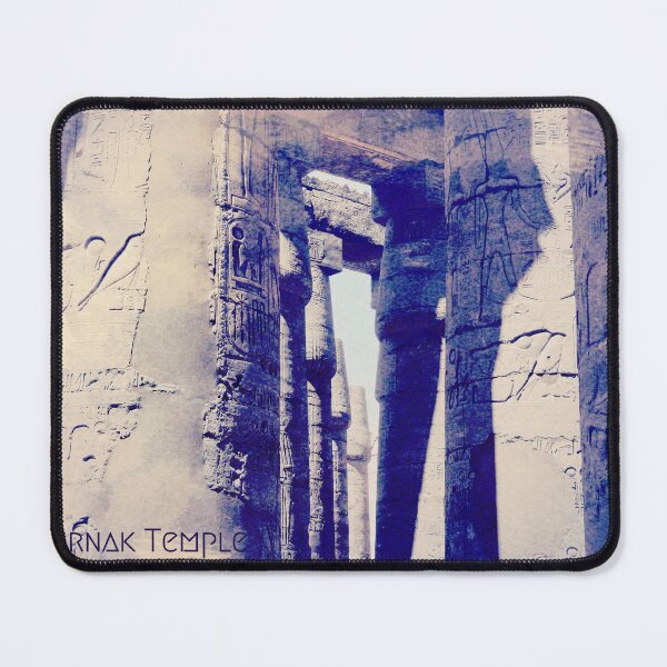 Item preview, Karnak temple, hypostyle hall, columns, cyanotype, vintage photo inspiration old postcard, cyanotype, ancient Egypt photography designed and sold by art-of-egypt.
