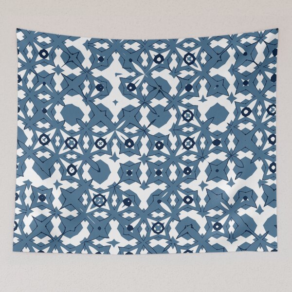Item preview, Abstract Lattice Floral Pattern in Blue and White designed and sold by Trevor Hirst.