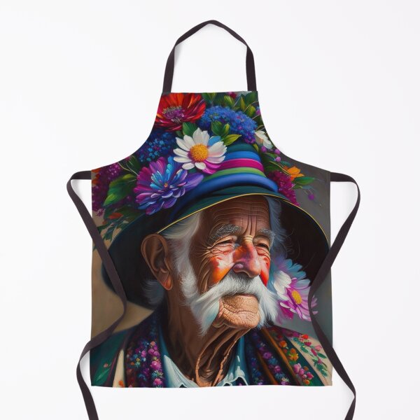 Item preview, Colourful Painting of an Old Hippy Man in a Flowered Hat with Moustache designed and sold by KALEIDOSCOPE UK.