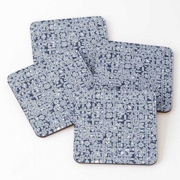 Item preview, Abstract Lattice Floral Pattern in Blue and White designed and sold by Trevor Hirst.