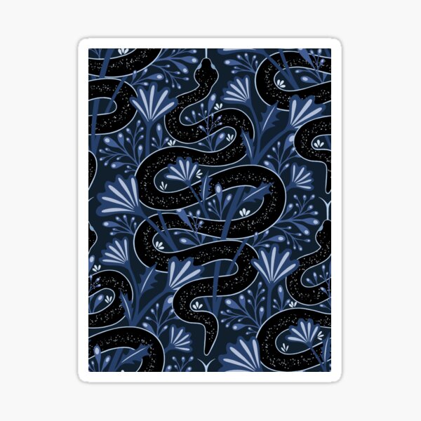 Graceful serpents, renewal and growth, dark magic night Sticker