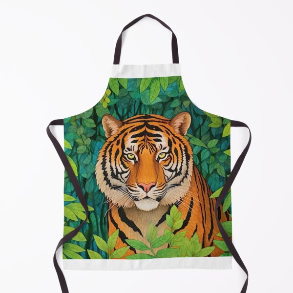 Item preview, Unique male tiger portrait in style of Gond painting designed and sold by AIArtShopPro.