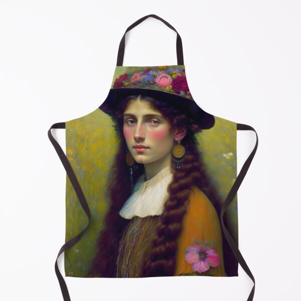 Item preview, Beautiful Painting of a Pre Raphaelite Young Girl in a Flowered Hat with Long Hair designed and sold by KALEIDOSCOPE UK.