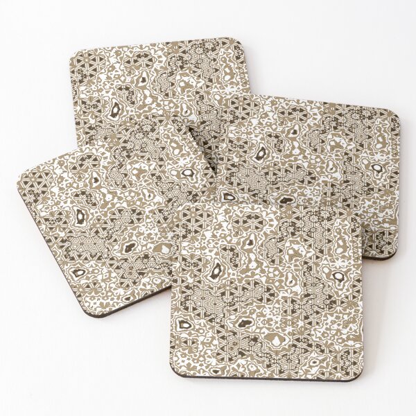 Item preview, Abstract Lattice Flower and Stars Pattern in Copper Gold and White designed and sold by Trevor Hirst.