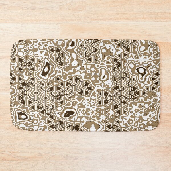 Item preview, Abstract Lattice Flower and Stars Pattern in Copper Gold and White designed and sold by Trevor Hirst.