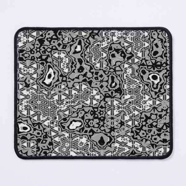 Artikelvorschau, Abstract Lattice Flower and Stars Pattern in Black Grey and White entworfen und verkauft von Trevor Hirst.