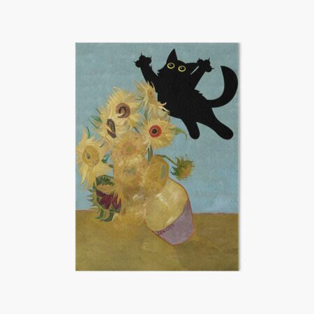 Vincent Van Gogh, Flowers Cat Art Board Print