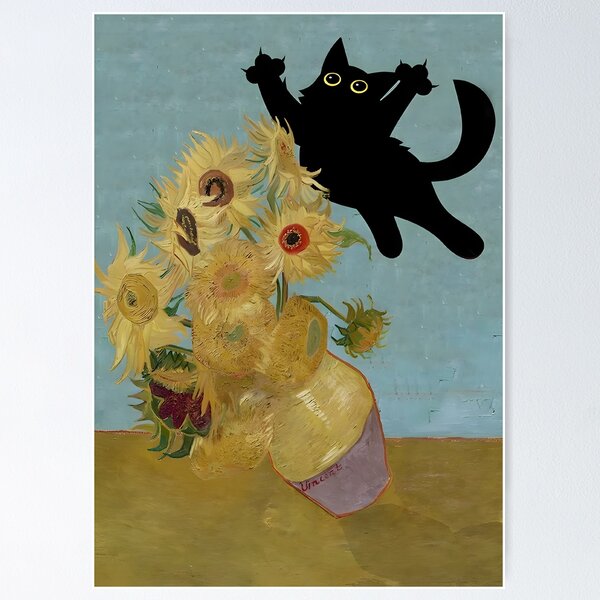 Vincent Van Gogh, Flowers Cat Poster