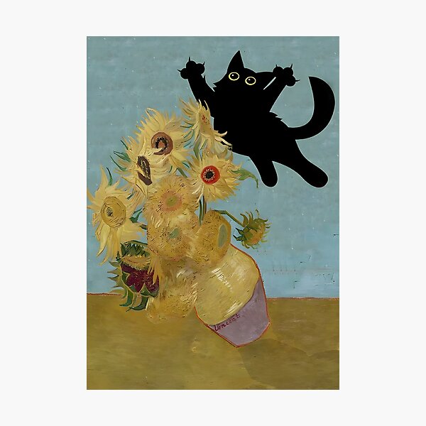 Vincent Van Gogh, Flowers Cat Photographic Print