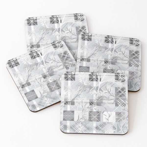 Item preview, Winter plaid fusion with geometric shapes and branches designed and sold by ThyPatternshop.