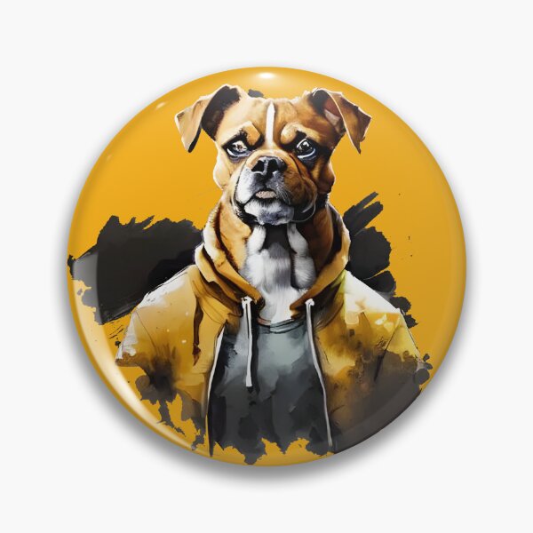 Item preview, Dog like a men in orange hoodie designed and sold by Slepy13.