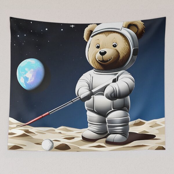 Item preview, Teddy in a Space suit playing Golf on the Moon designed and sold by Colin Bentham.