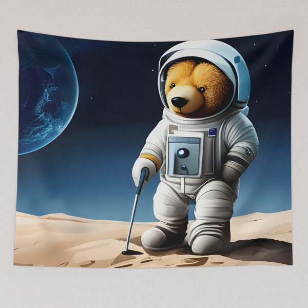 Item preview, Teddy in a Space suit playing Golf on the Moon designed and sold by Colin Bentham.