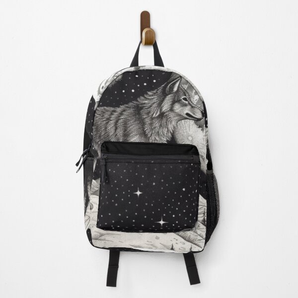 Item preview, Wolf and the Moon illustration - Black and White designed and sold by Happy Mood Design.