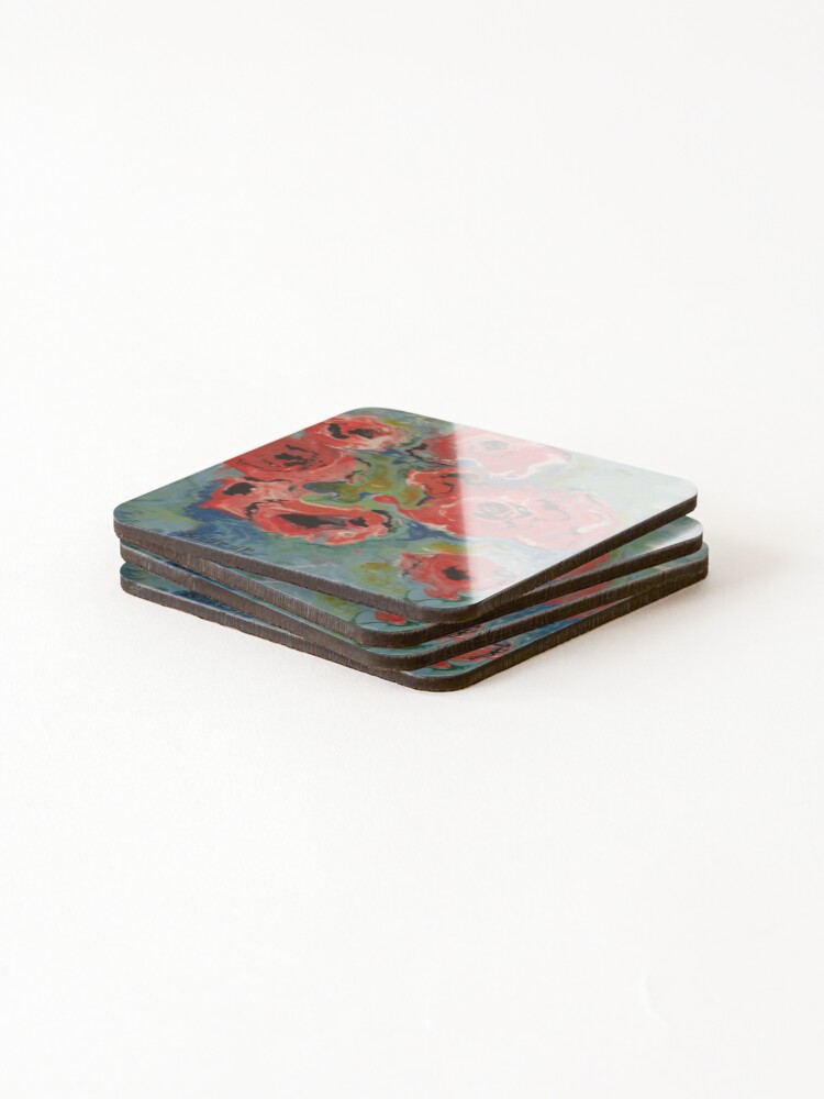 Thumbnail 4 of 5, Coasters (Set of 4), Red Roses designed and sold by Winawena.