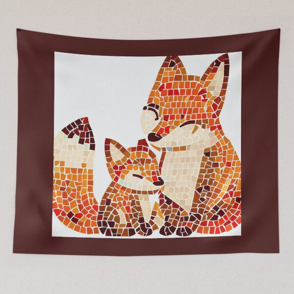 Item preview, Cute Baby and Mommy Fox Mosaic designed and sold by AlpacaSmokes.