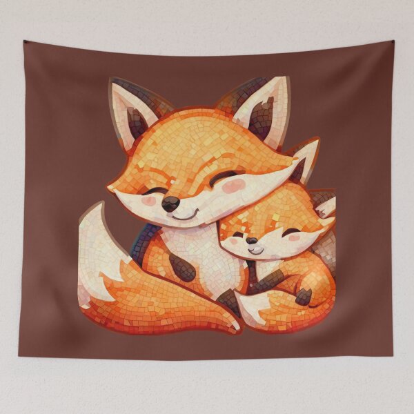 Item preview, Cute Baby and Mommy Fox Mosaic 2 designed and sold by AlpacaSmokes.